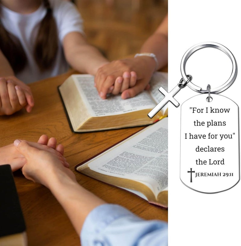 GiftYou Inspirational Scripture Metal Key Chains with Cross Pendant - Bible Verse Keychain Religious Gift for Christian - Image 4